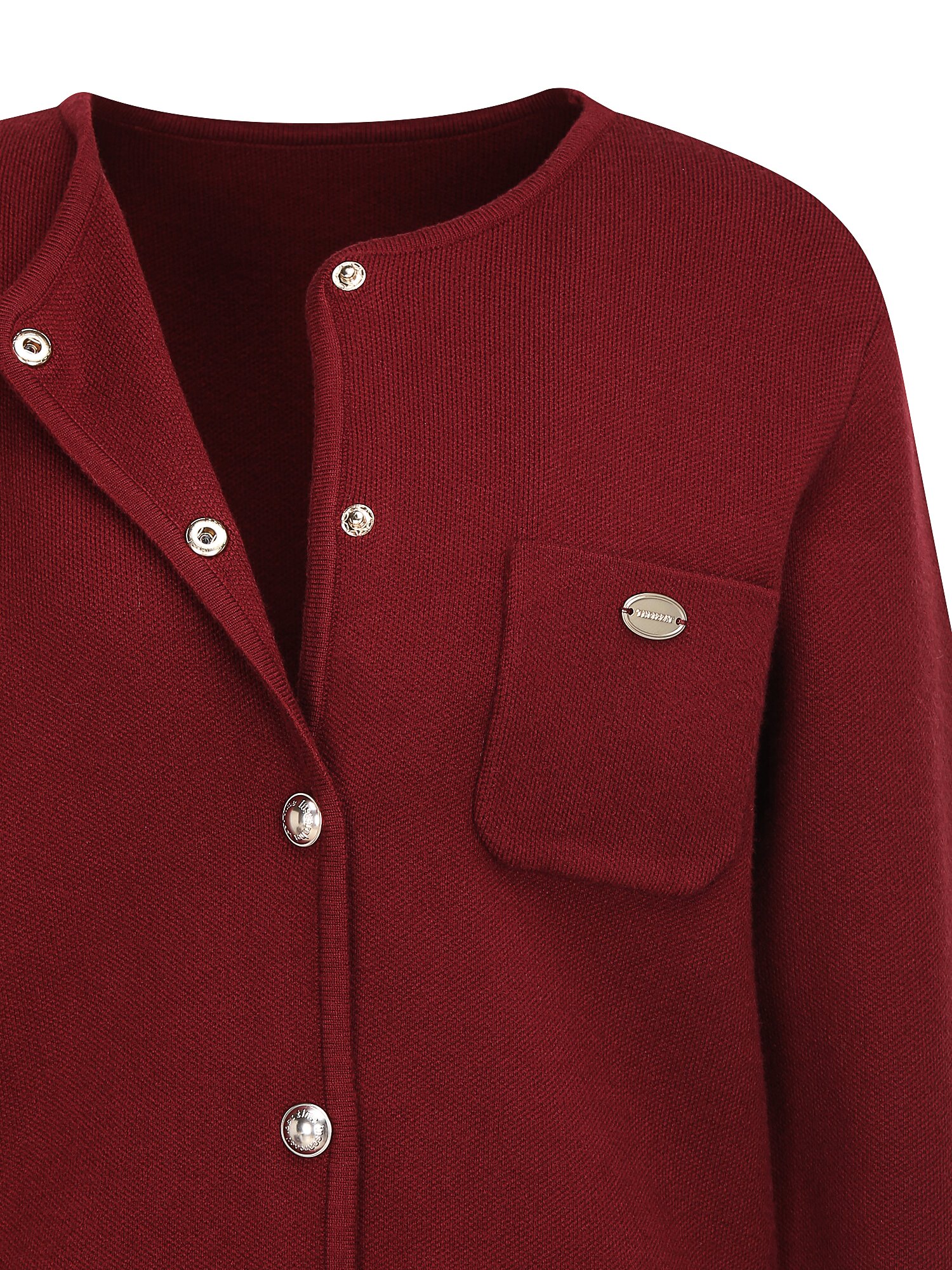 패치 포켓 라운드넥 크롭 가디건 (BURGUNDY)