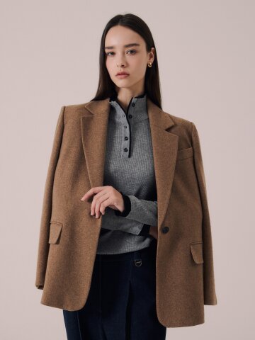 울 테일러드 싱글 원버튼 재킷 