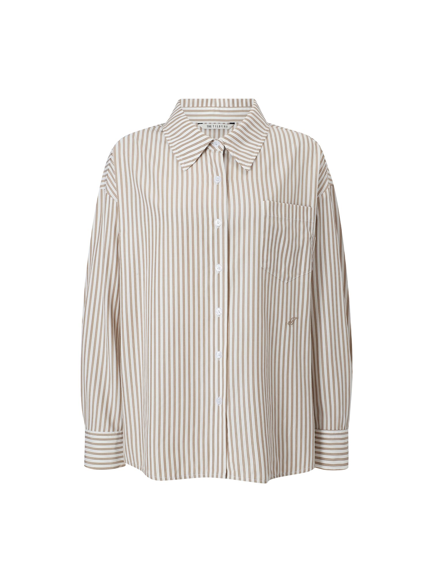 루즈핏 스트라이프 셔츠 칼라 블라우스 (STRIPE BEIGE)