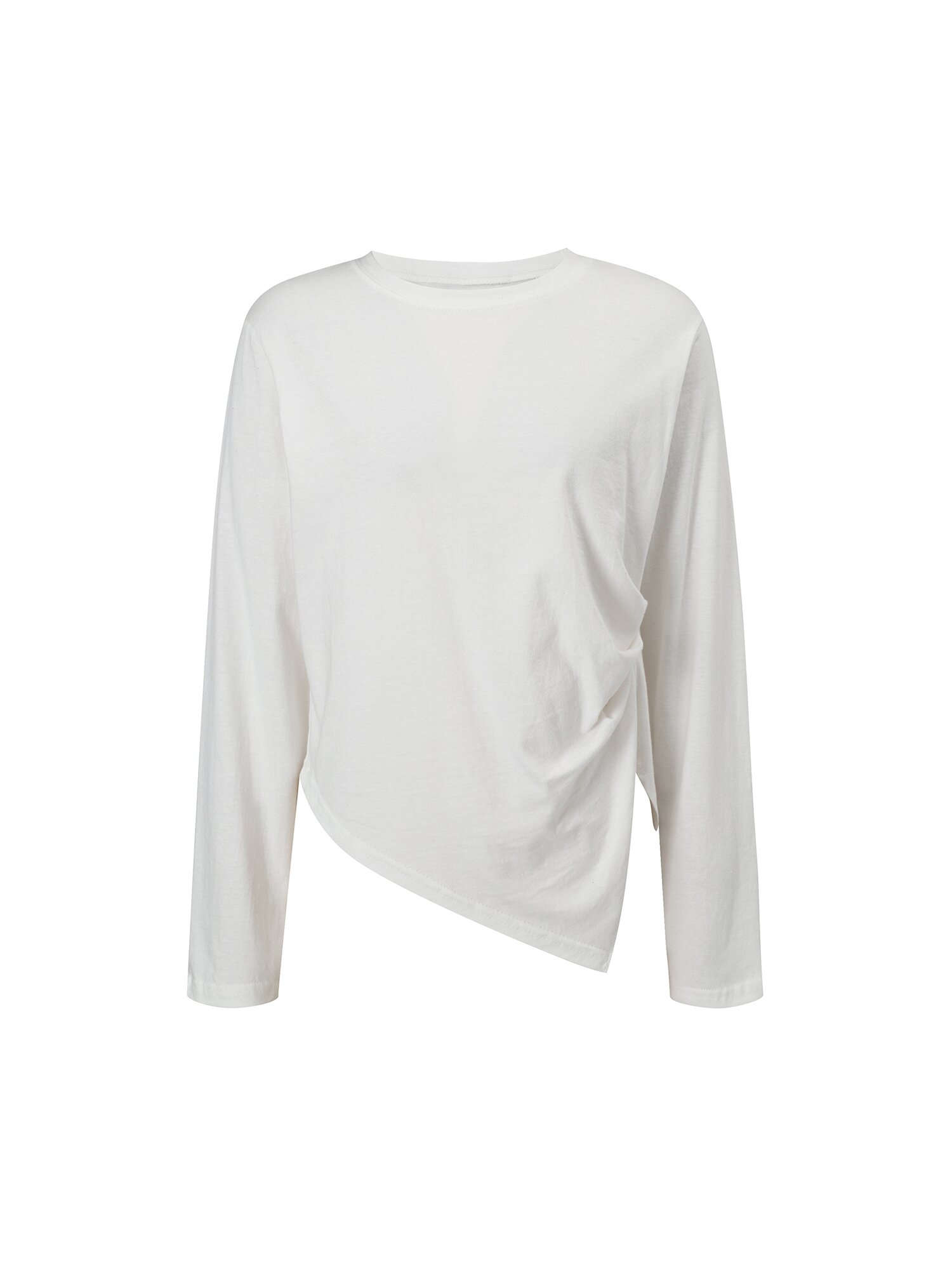 언밸런스 셔링 롱슬리브 티셔츠 (WHITE)