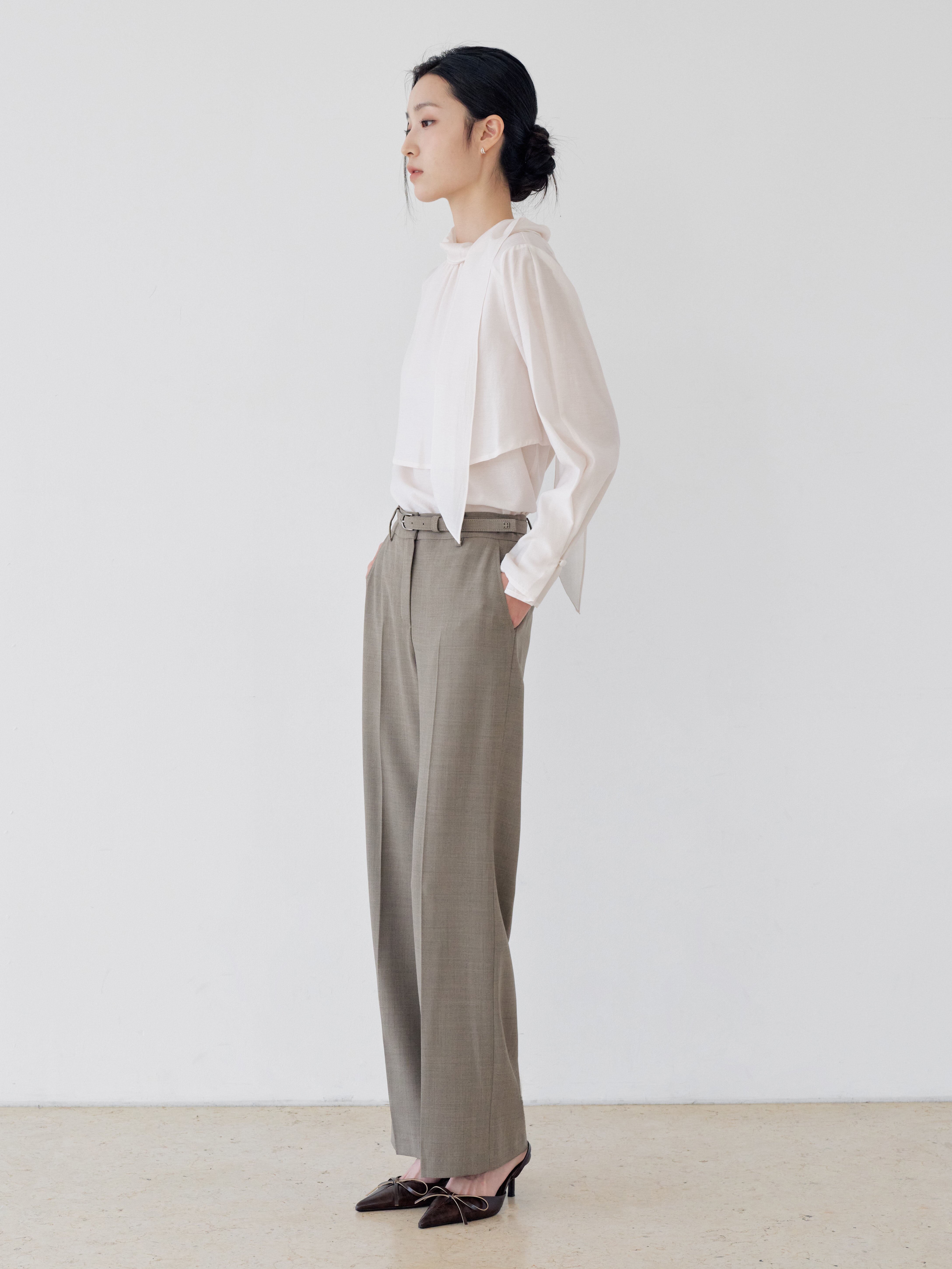 모던 히든 슬림 일자핏 팬츠 (DARK BEIGE)