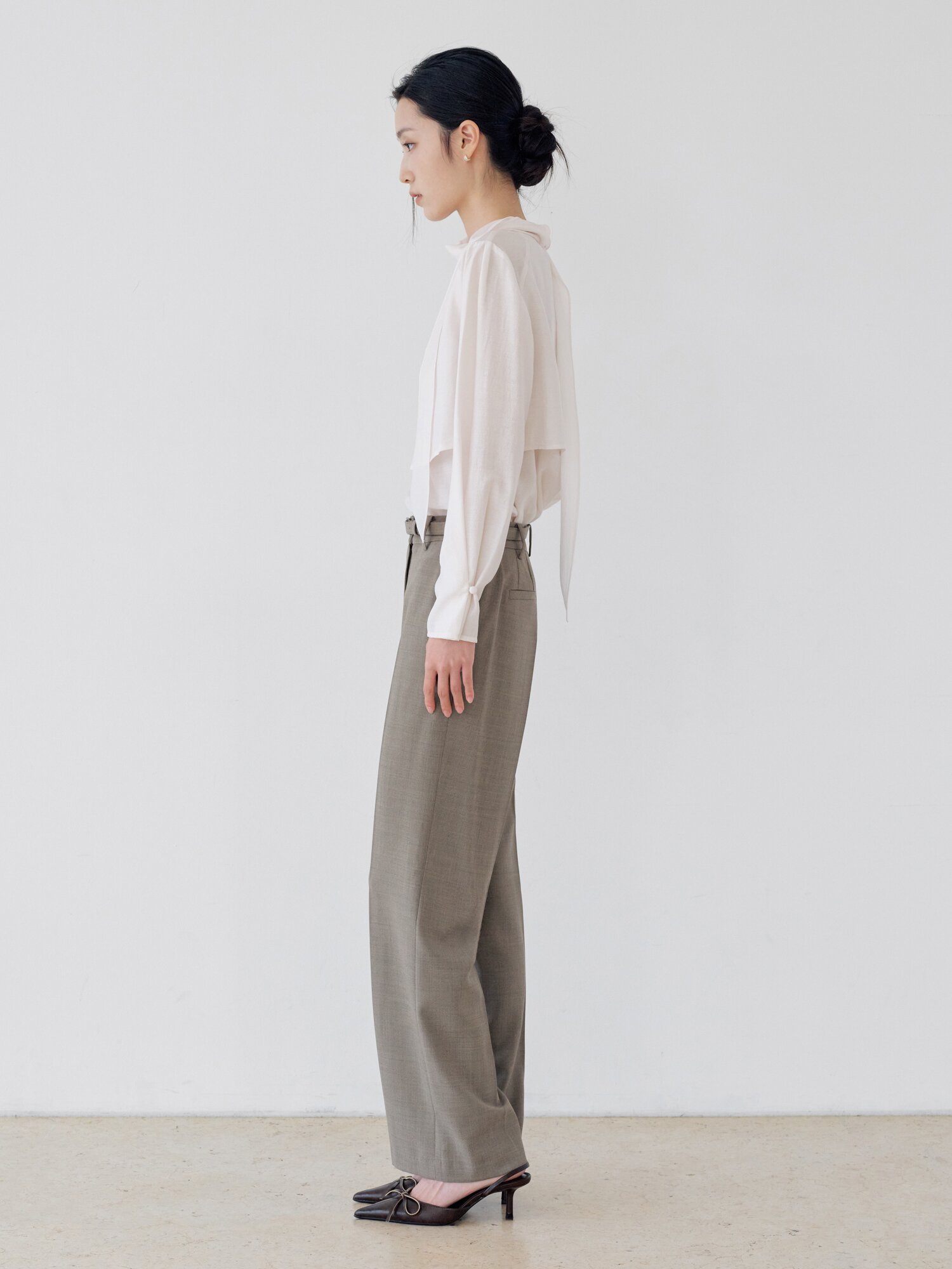 모던 히든 슬림 일자핏 팬츠 (DARK BEIGE)