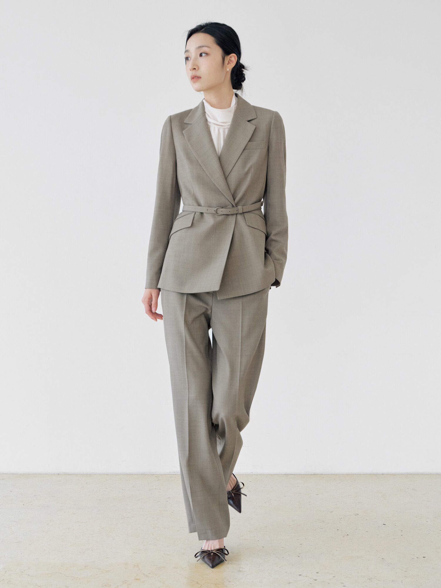 모던 히든 슬림 일자핏 팬츠 (DARK BEIGE)