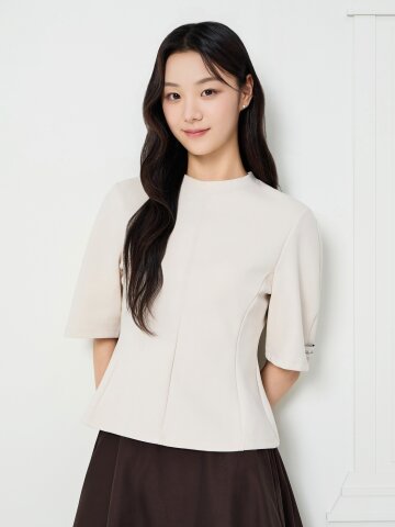코튼 슬림 라인 크롭 티셔츠 