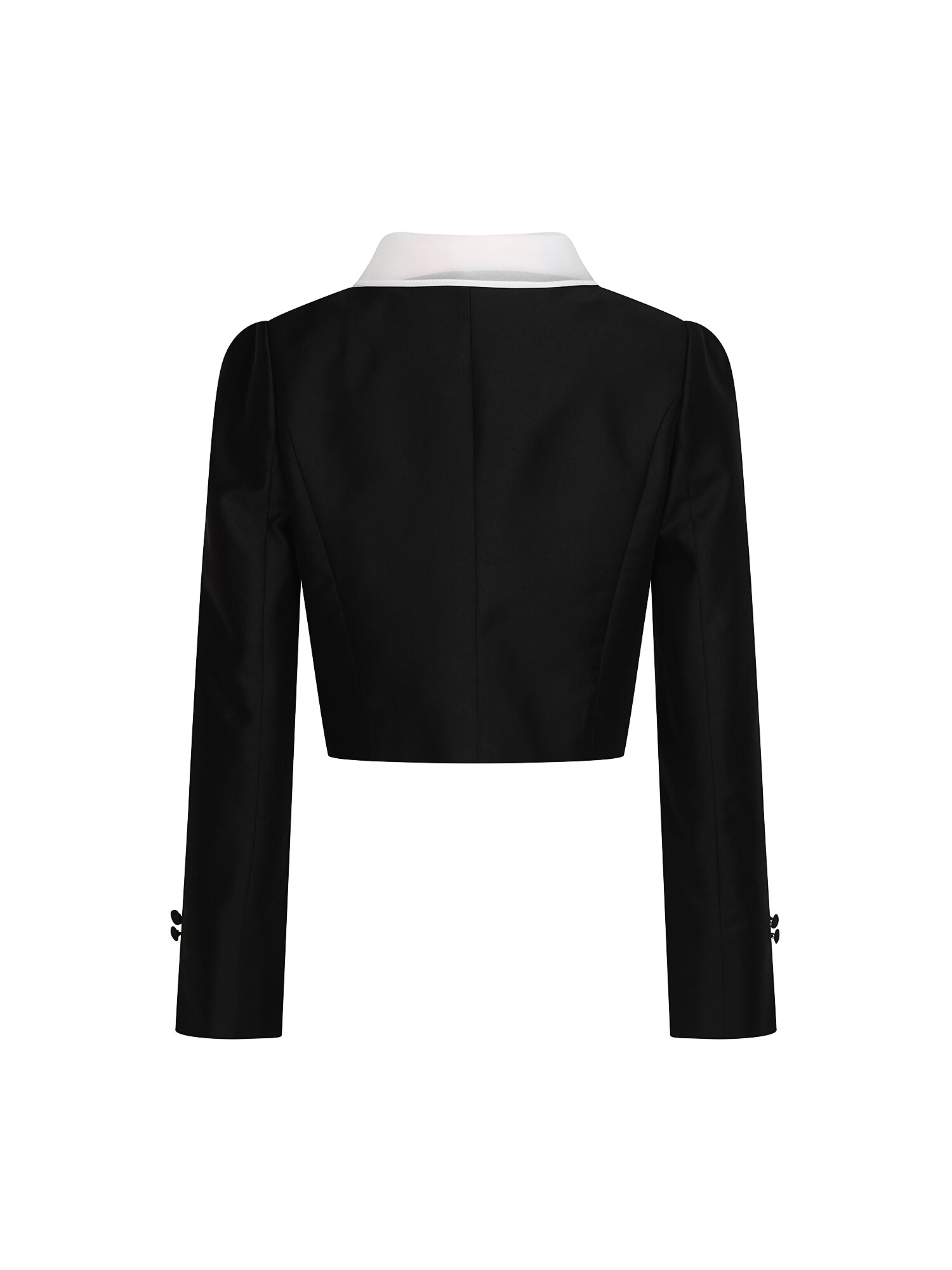 타이 칼라 실키 크롭 재킷 (BLACK)