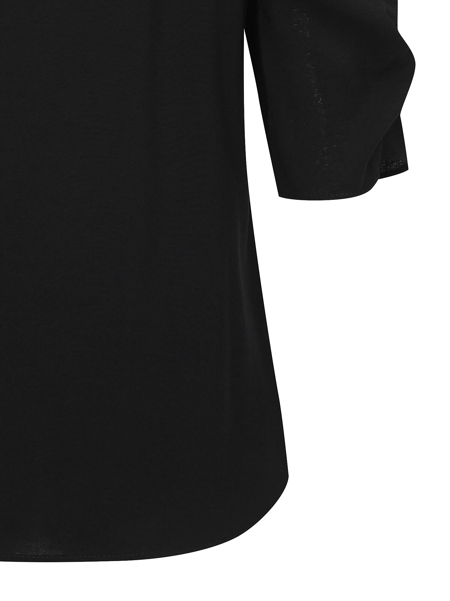 볼륨 슬리브 라운드넥 블라우스 (BLACK)