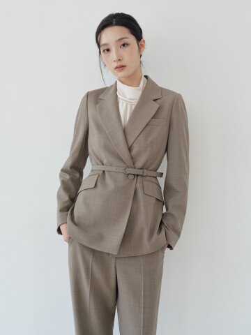 모던 테일러드 더블 원버튼 재킷 (DARK BEIGE)
