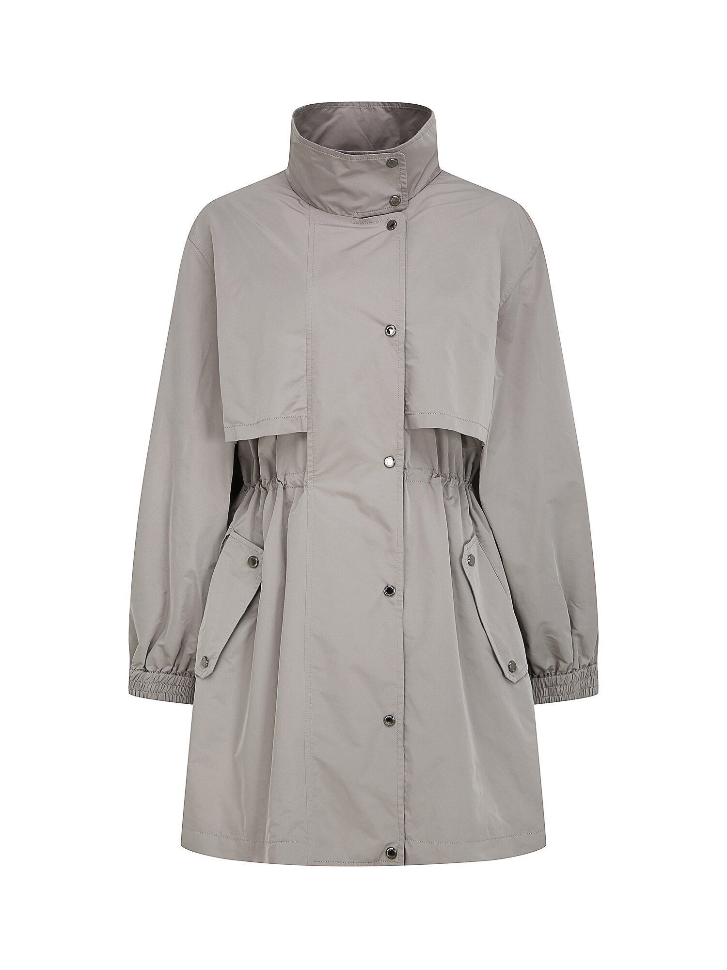 플랩 스트링 하이넥 하프 점퍼 (BEIGE)
