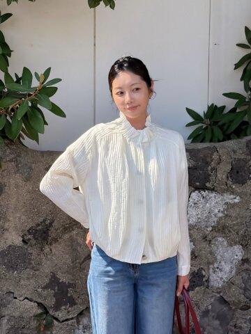 루즈핏 링클 스트링 하이넥 점퍼 