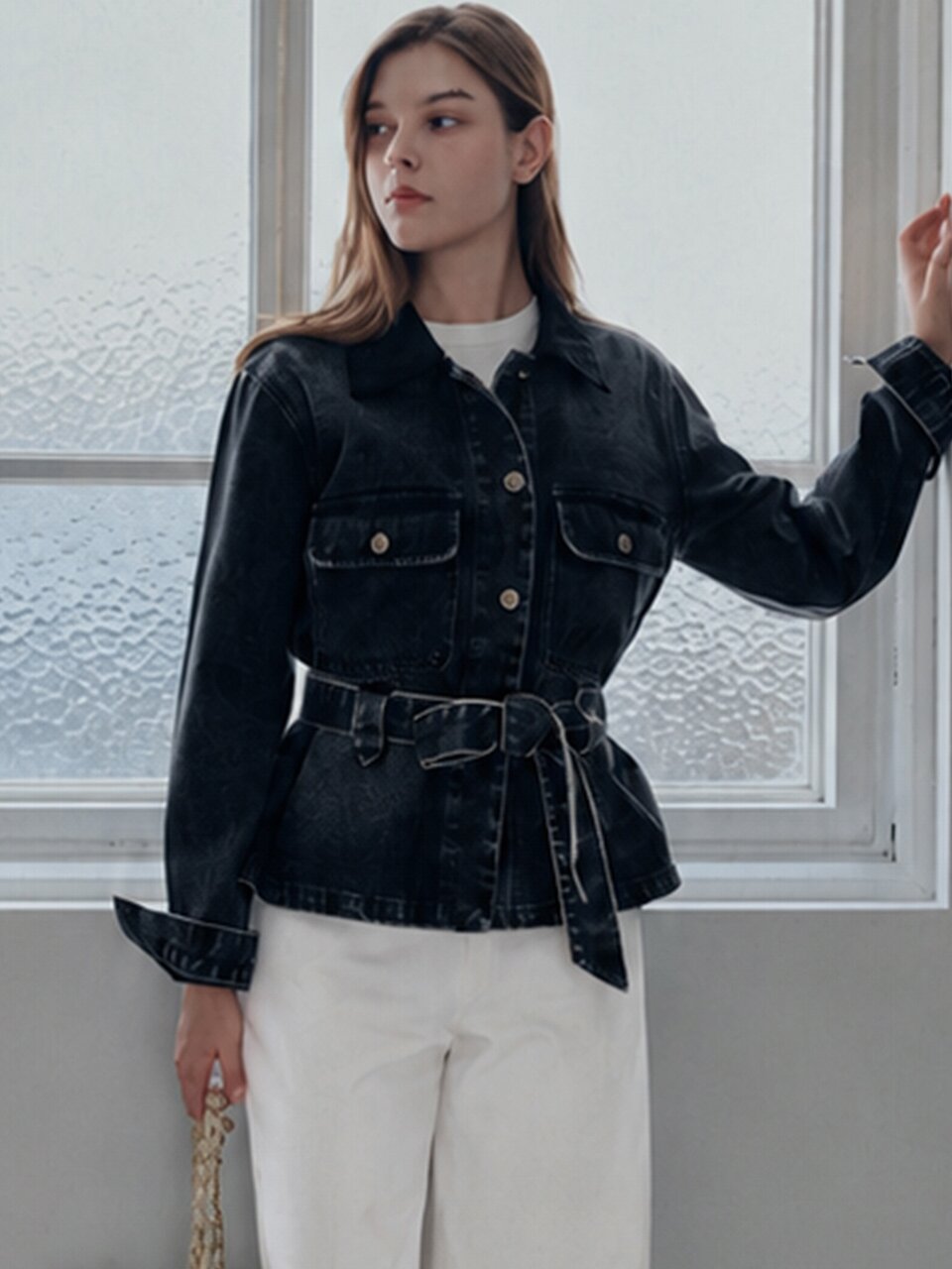 Belted denim jacket_2 Colors