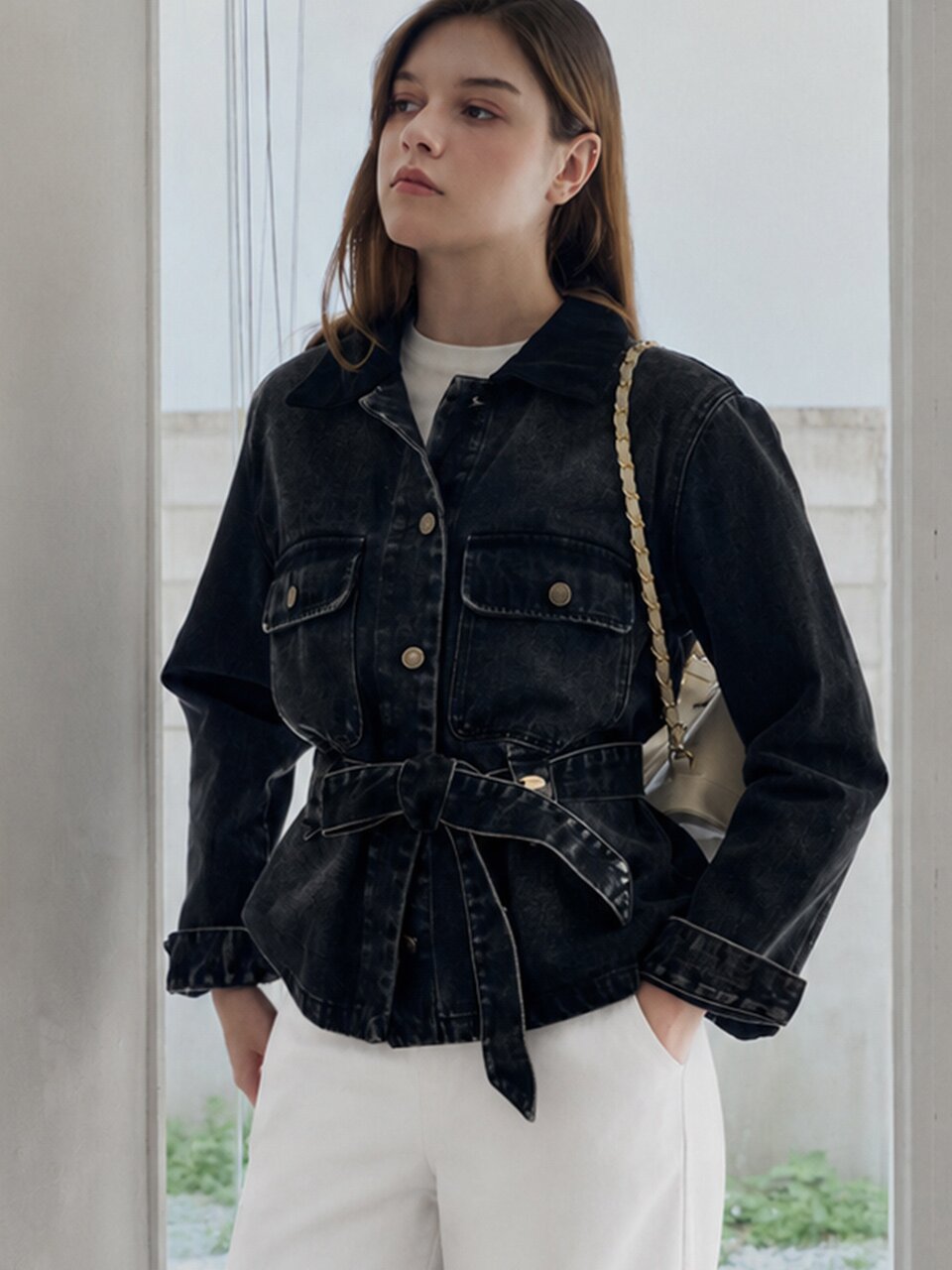 Belted denim jacket_2 Colors