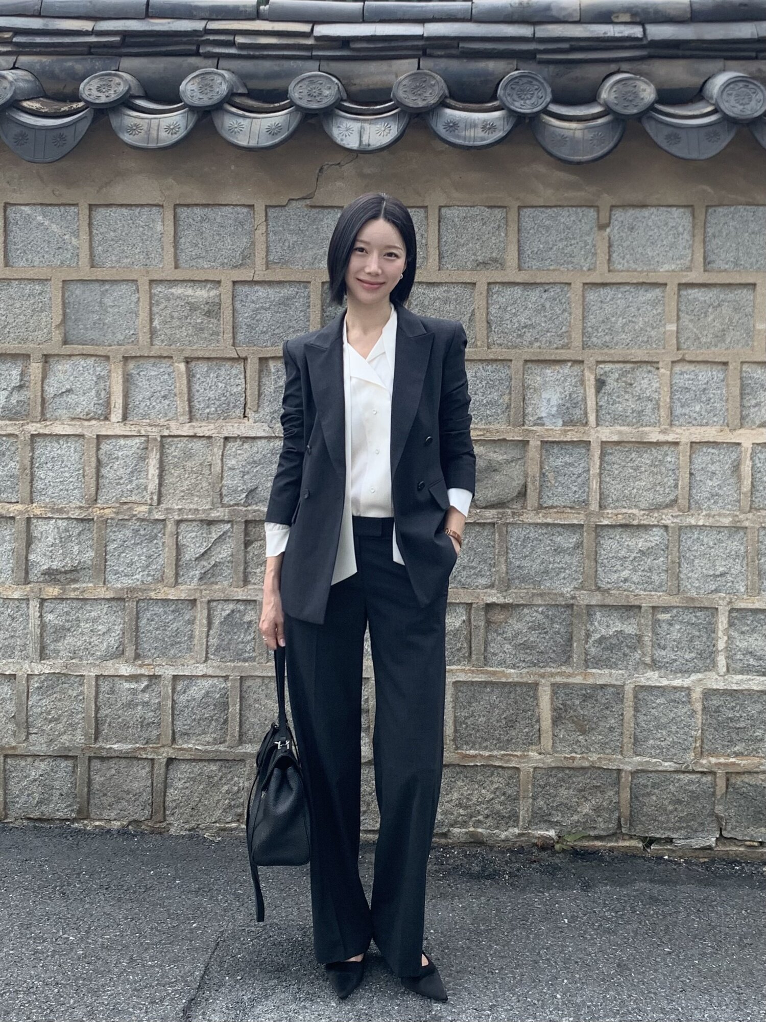 포멀 울 히든 부츠컷 팬츠 (DARK GREY)