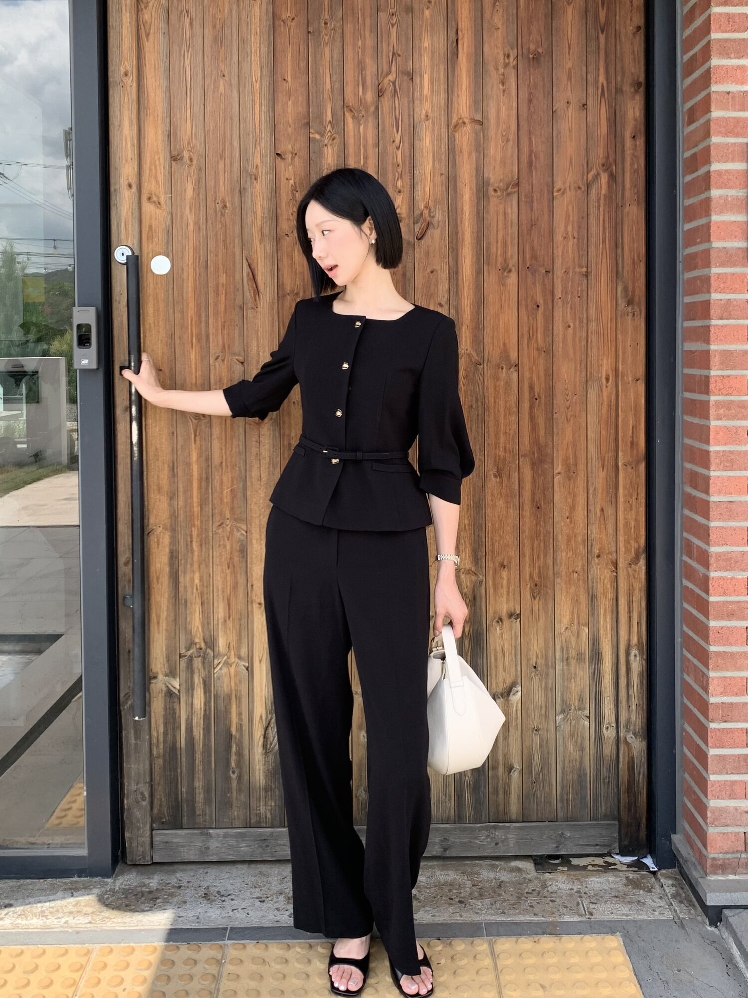 모던 히든 와이드 일자핏 팬츠 (BLACK)