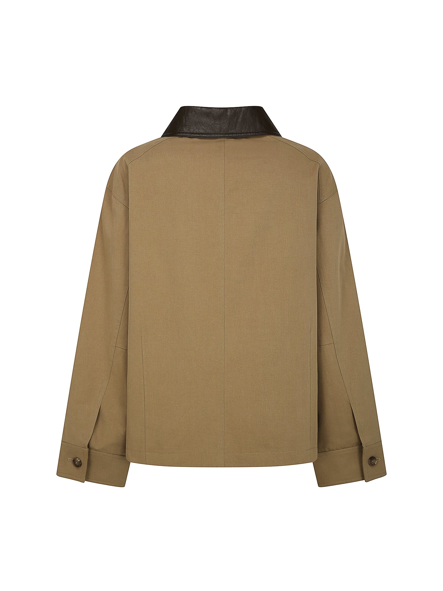코튼 레더 칼라 사파리 재킷 (BEIGE)