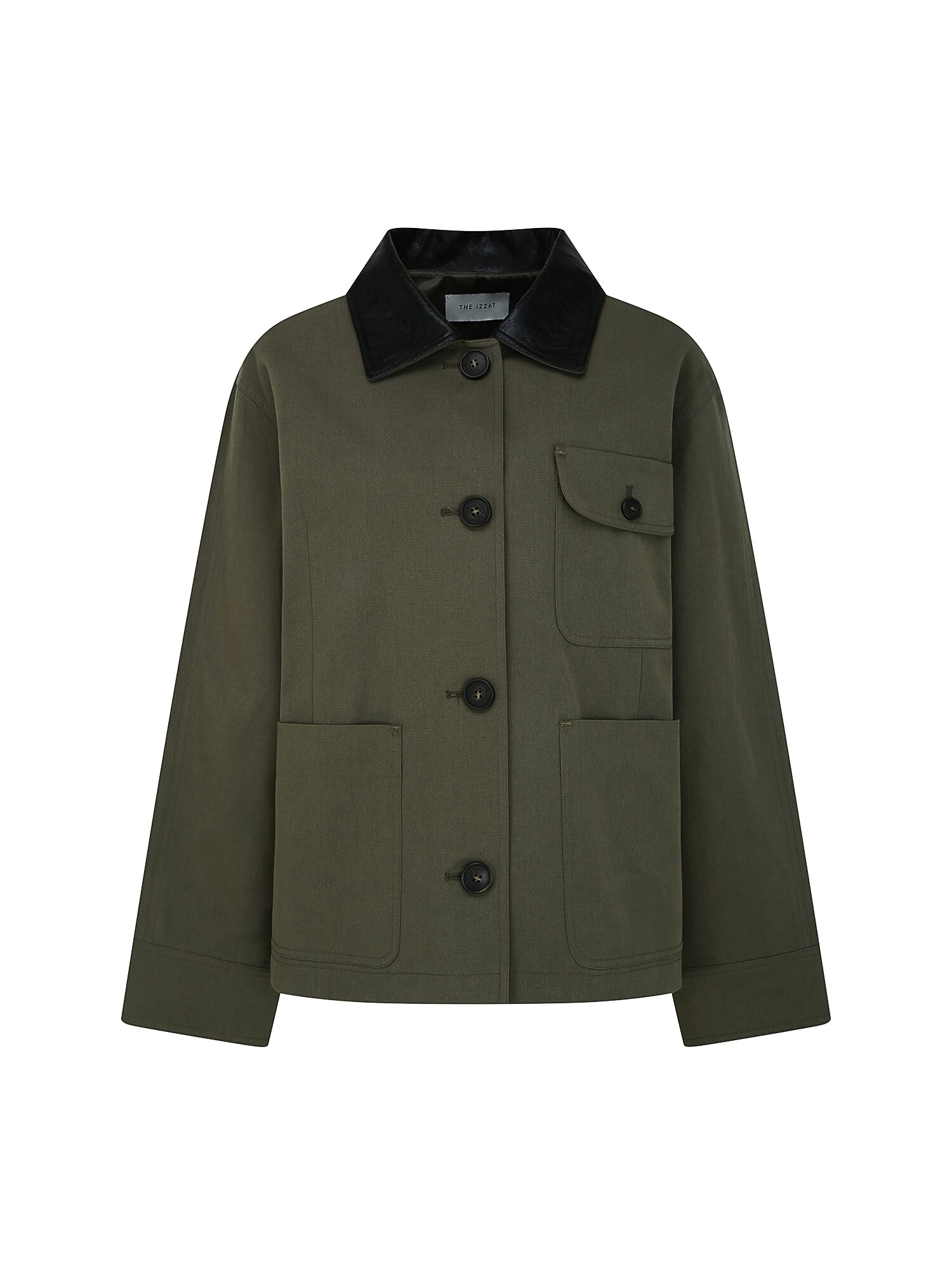 코튼 레더 칼라 사파리 재킷 (KHAKI)