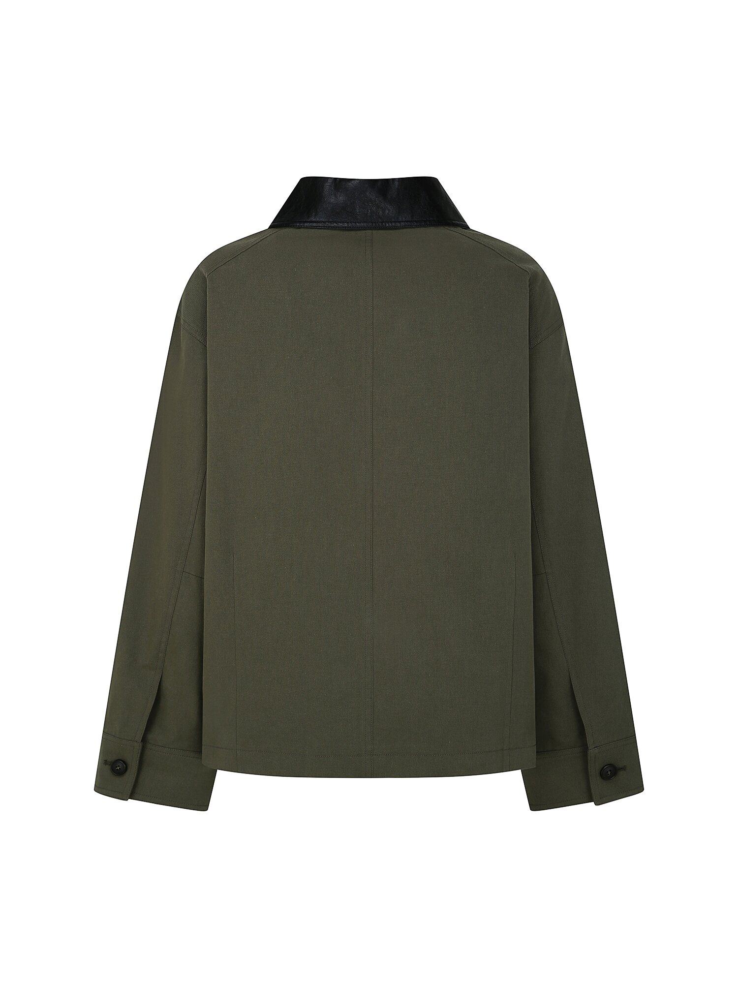 코튼 레더 칼라 사파리 재킷 (KHAKI)