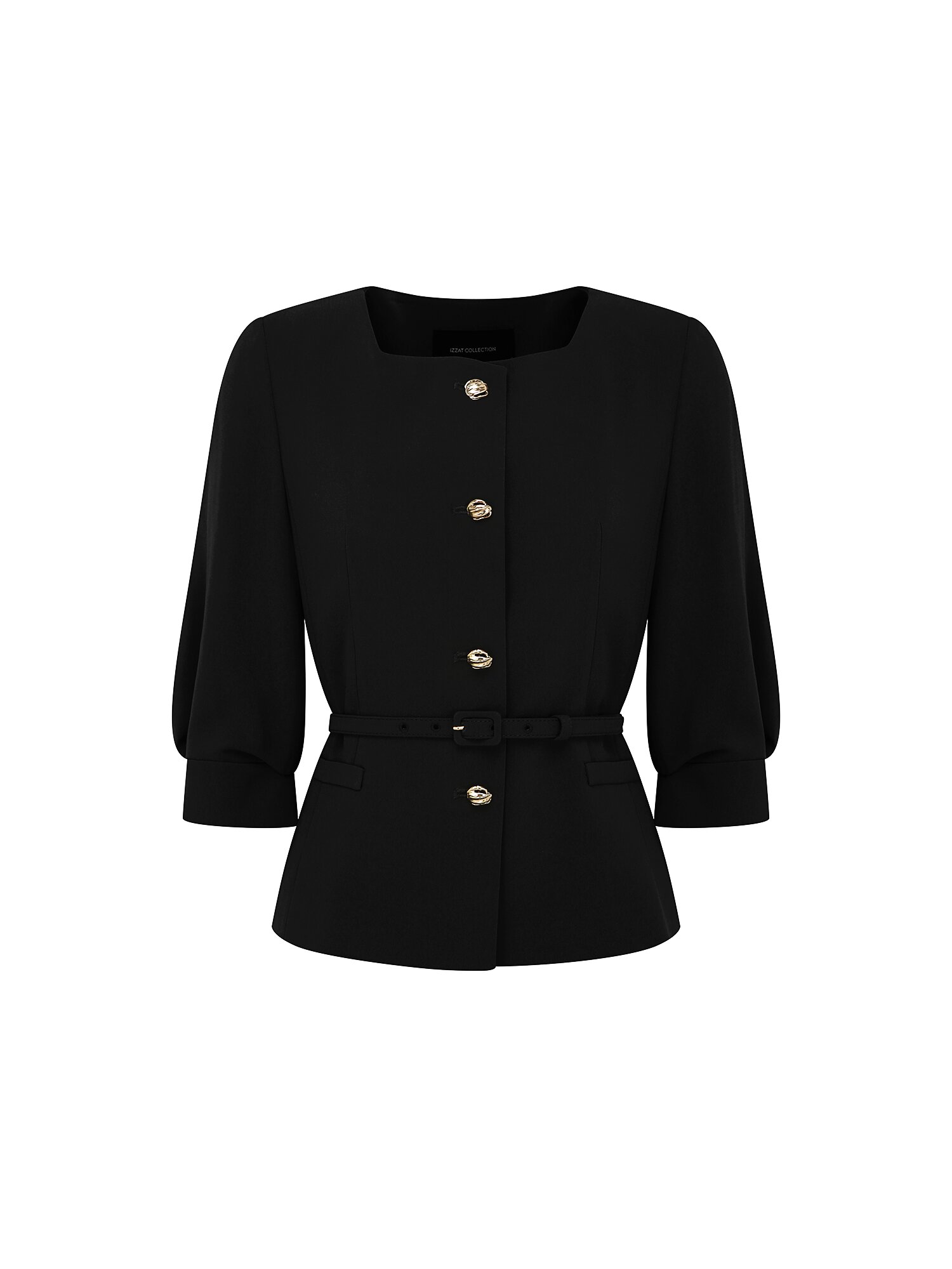 모던 턱 슬리브 스퀘어넥 재킷 (BLACK)