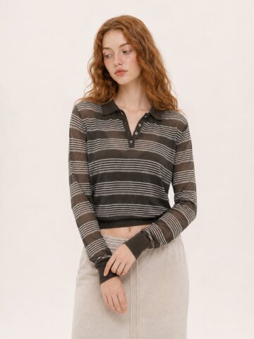Air Stripe Collar Long Sleeve T-Shirt (2color)