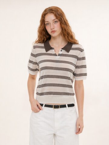 Air Stripe Collar Short Sleeve T-Shirt (2color)