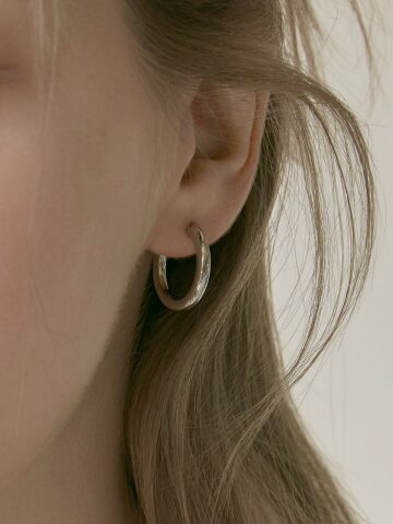 Gloss Dome Hoop Earrings (Rhodium plated)