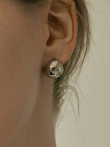 Eloise Ball Huggie Earrings (Rhodium Plated)