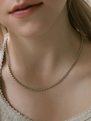 Liora Silver Ball Chain Necklace (Rhodium Plated)