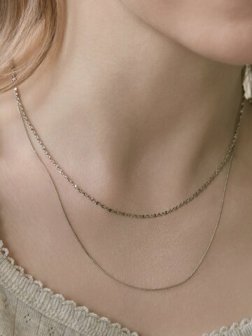 Elyra Double Layer Chain Necklace  (Rhodium Plated)