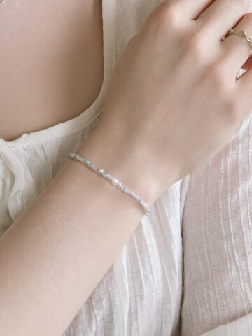 Aube Two-Tone Crystal Bead Bracelet (925 Silver Detail)