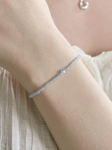 Aube Two-Tone Crystal Bead Bracelet (925 Silver Detail)