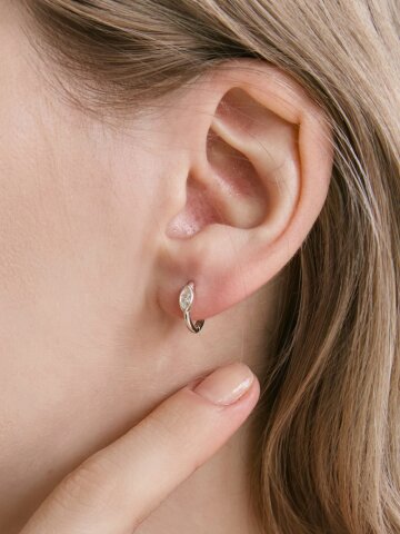 Elara Marquise Cubic Huggie Earrings (925 Silver)