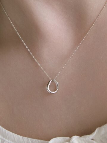 Lunet Wave Ring Necklace (925 Silver)