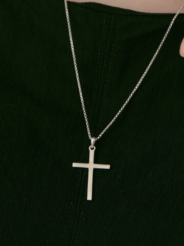 Aurelius Minimal Cross Long Necklace (925 Silver)