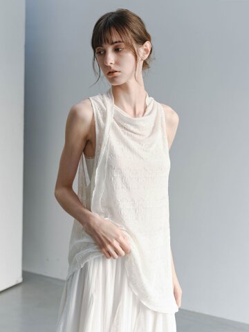 TG_Jacquard sleeveless blouse_2color