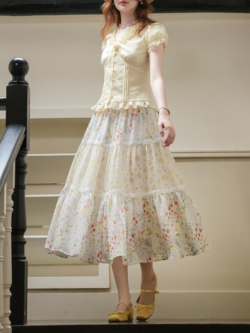 Cest_Flower garden tiered skirt