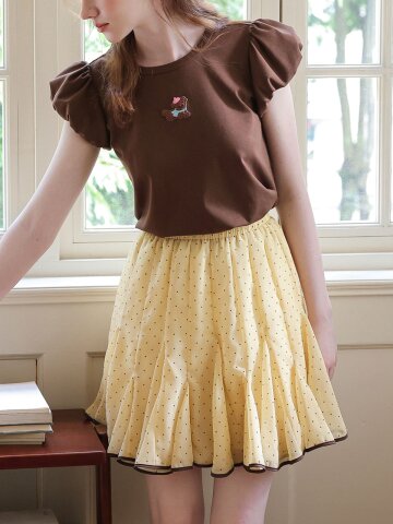 Cest_Polka dot chiffon skirt