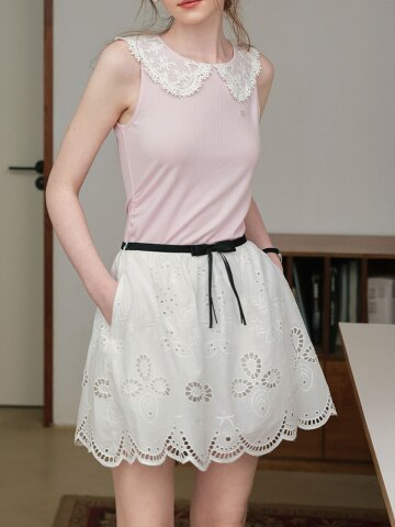 Cest_Ribbon scallop skirt
