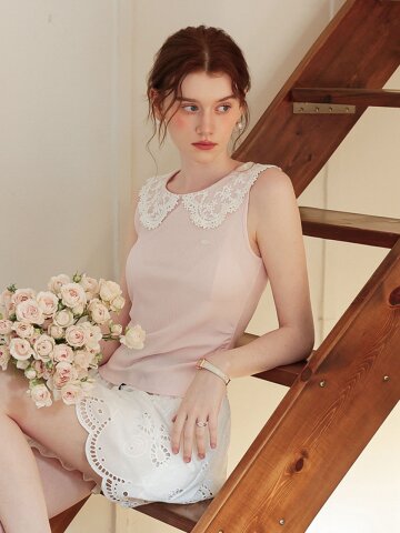 Cest_Lace collar sleeveless top