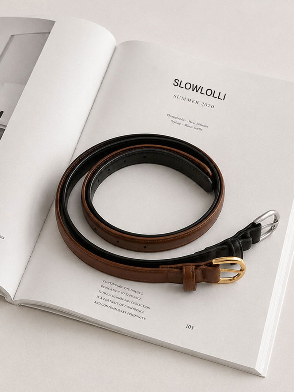 Basic slim leather belt_2 Colors