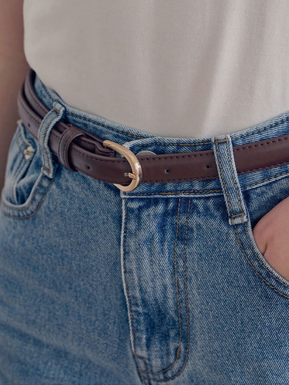 Basic slim leather belt_2 Colors
