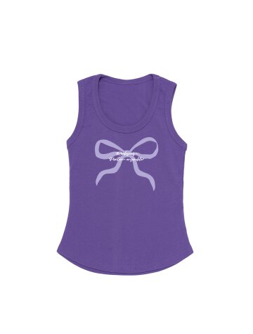 리본 프린팅 슬림핏 슬리브리스 (퍼플)