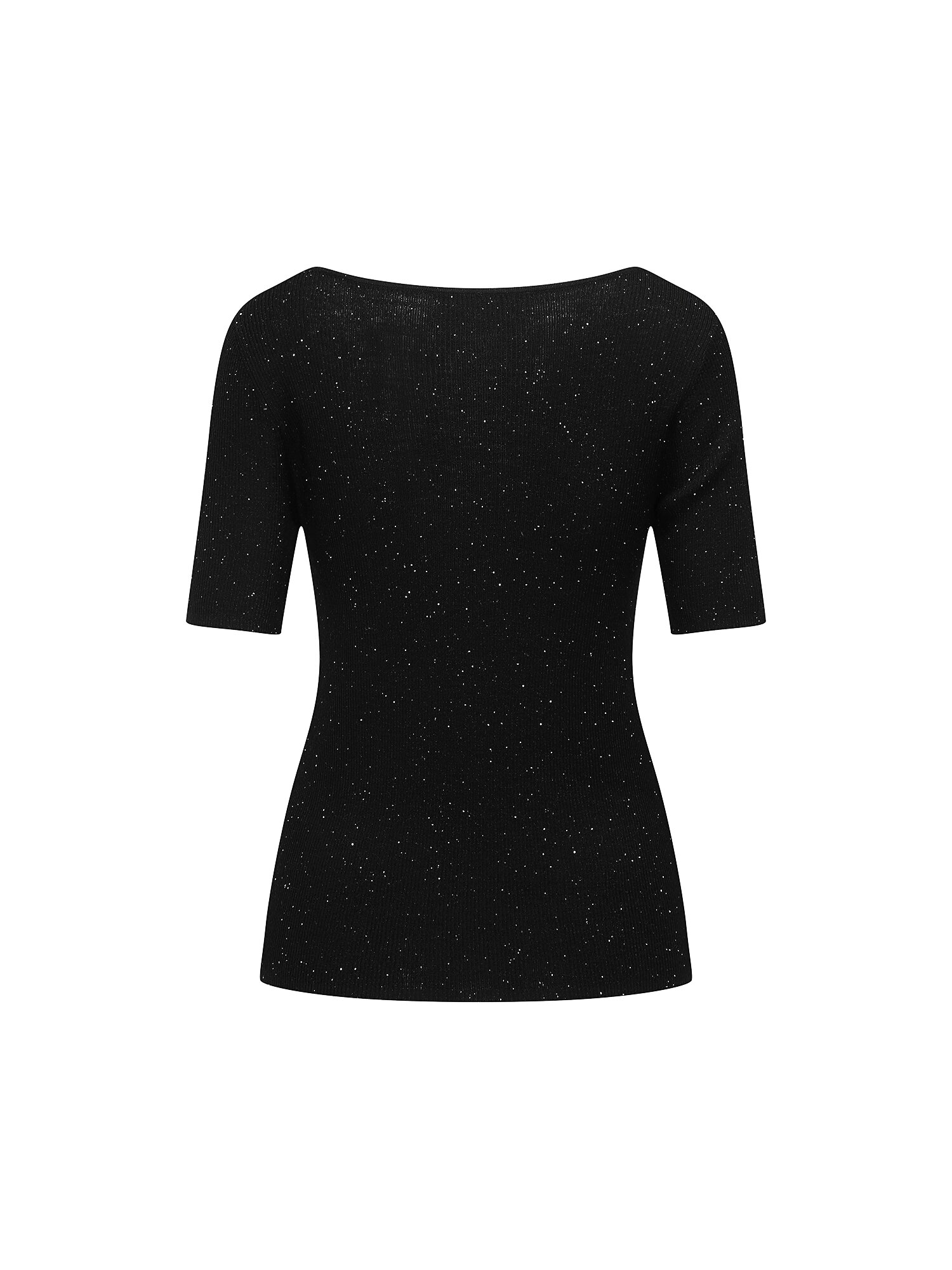울 글리터 스퀘어넥 풀오버 니트 (BLACK)