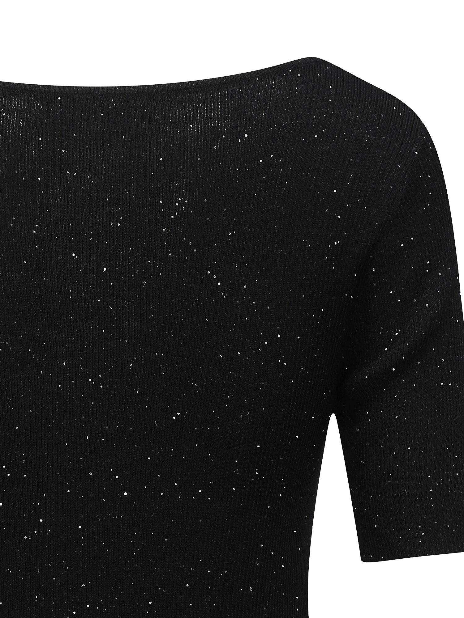 울 글리터 스퀘어넥 풀오버 니트 (BLACK)