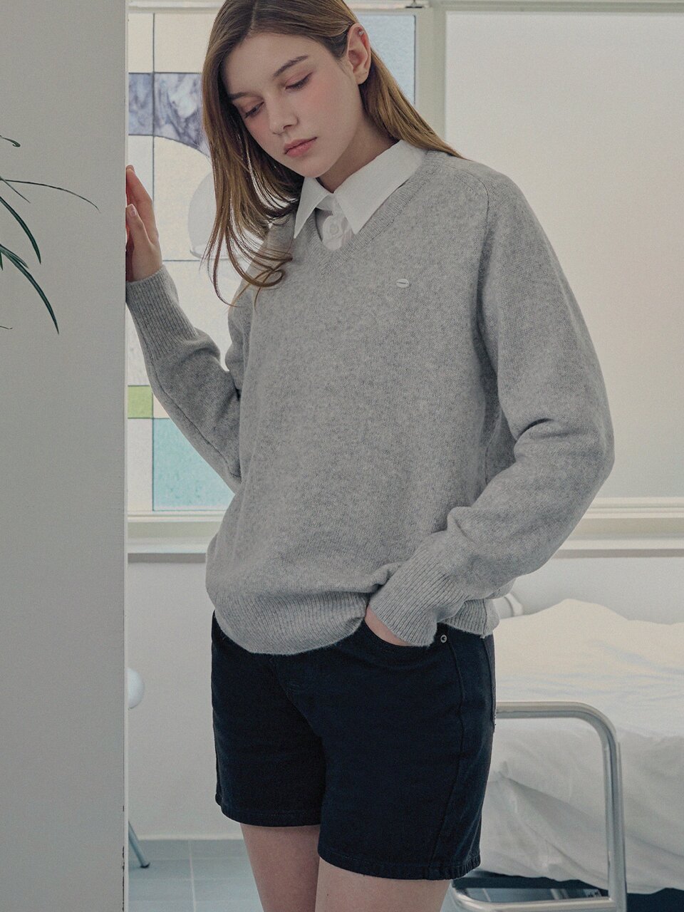 [민주 PICK] Superfine merino wool v-neck knit_4 Colors