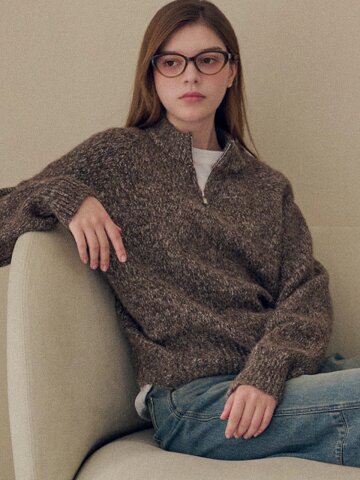 Boucle half zip knit_3 Colors