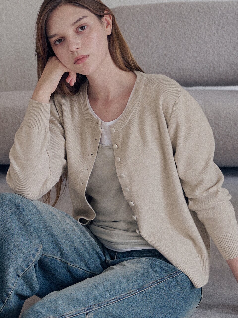 Henley button cardigan_4 Colors