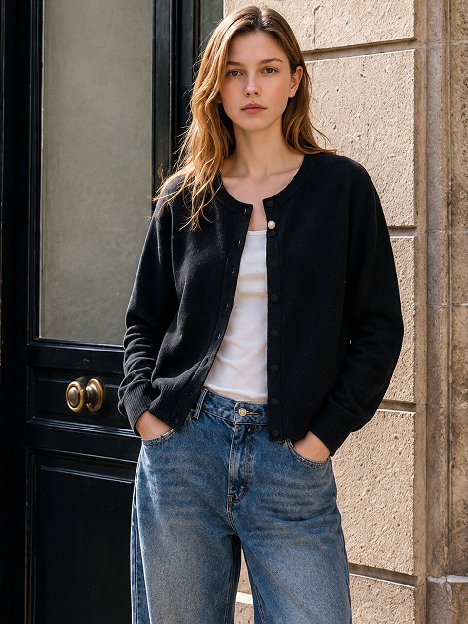 Henley button cardigan_4 Colors