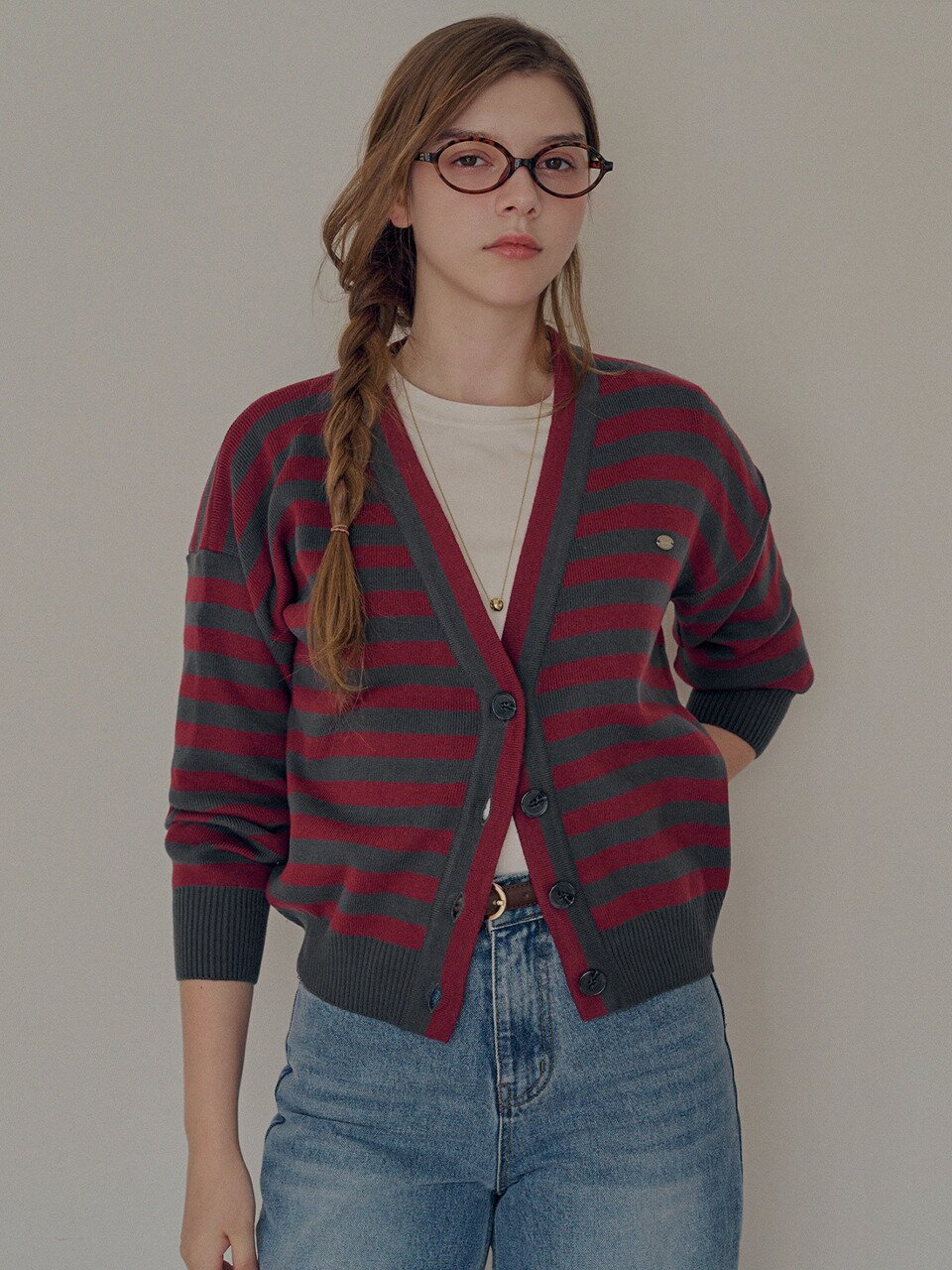 Stripe raglan cardigan_2 Colors