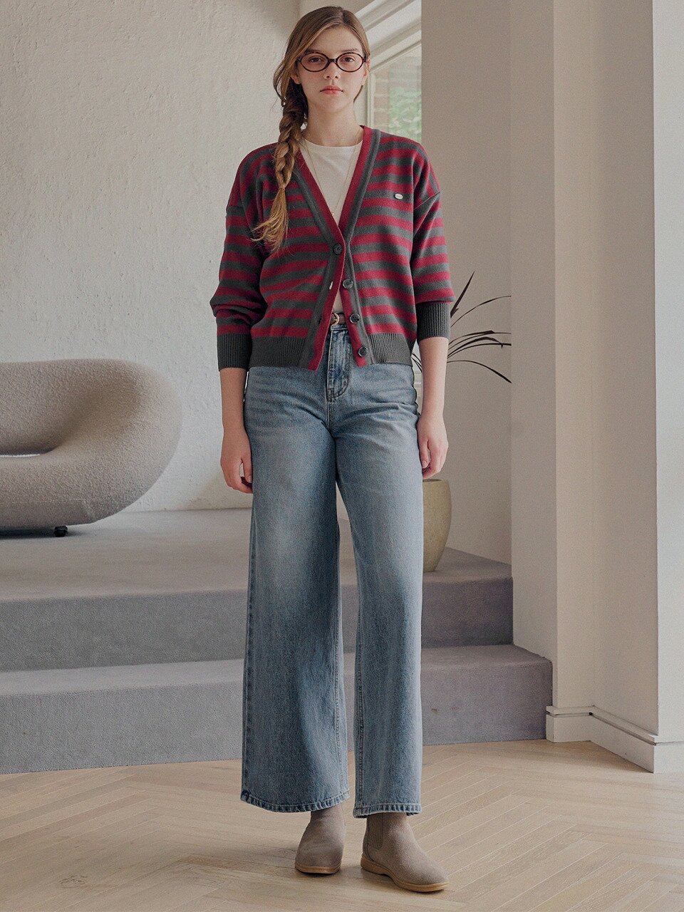 Stripe raglan cardigan_2 Colors