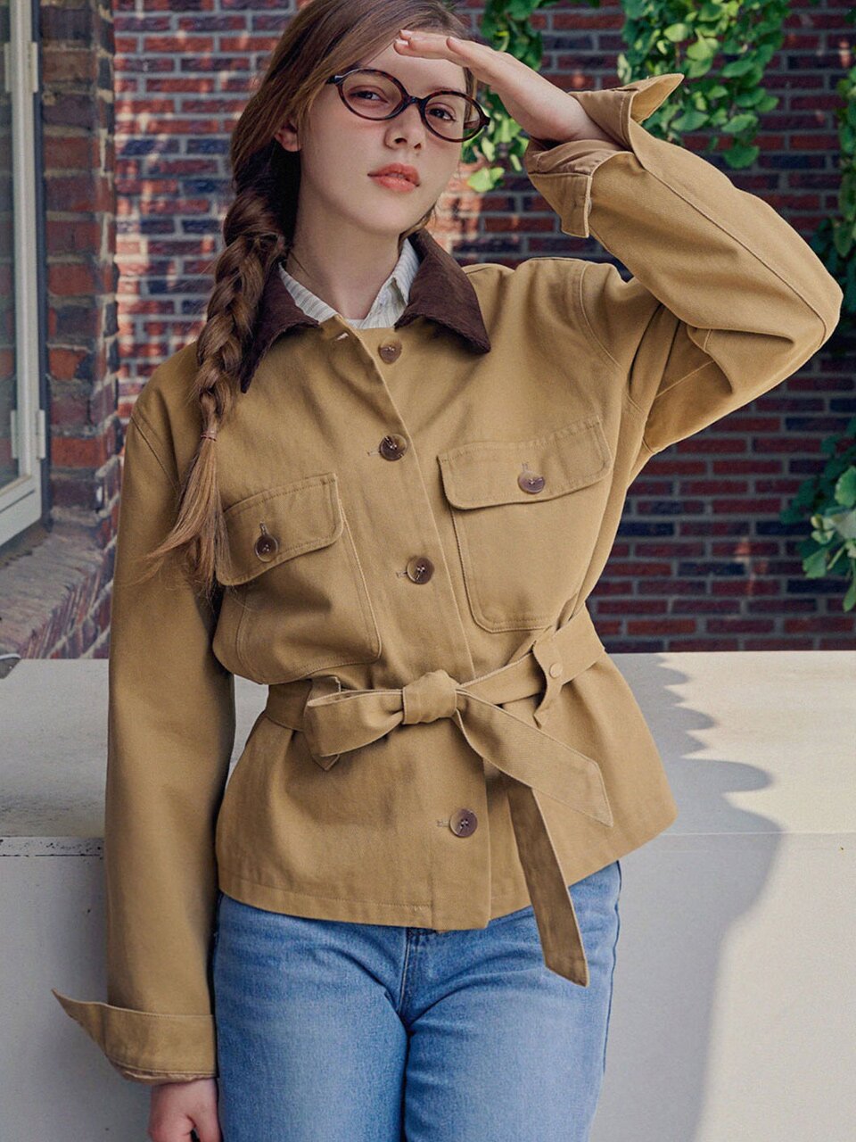Belted cotton work jacket_2 Colors