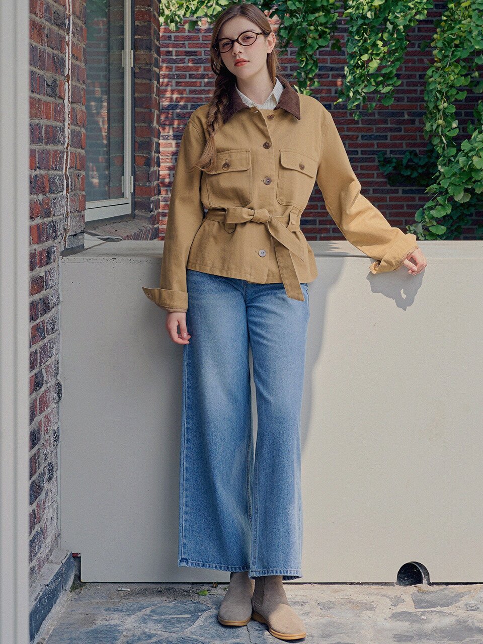 Belted cotton work jacket_2 Colors